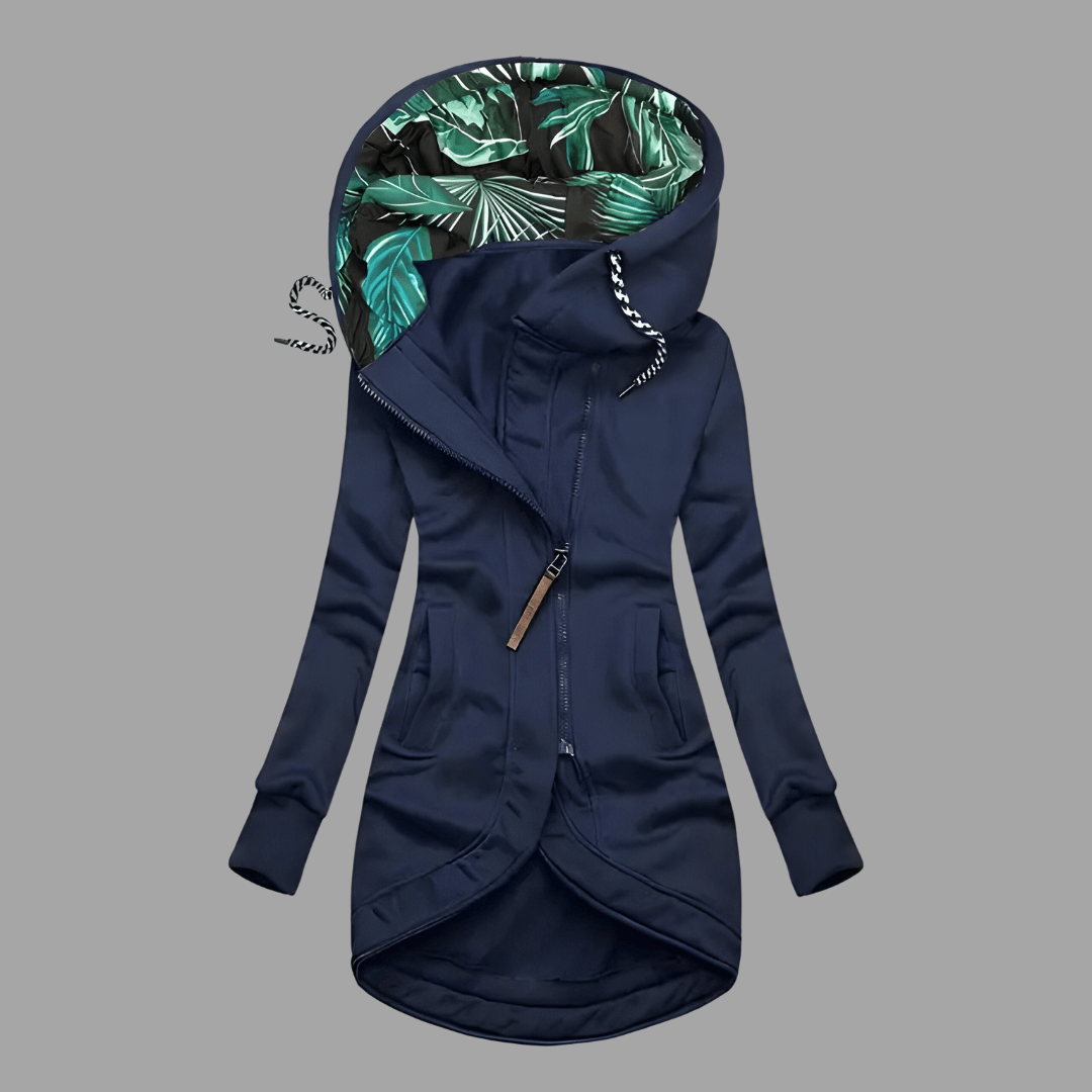 Asymmetric Zip Hooded Jacket in Black | Valenira