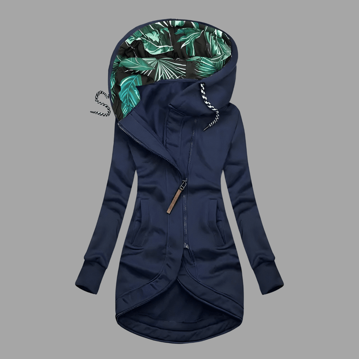 Asymmetric Zip Hooded Jacket in Black | Valenira