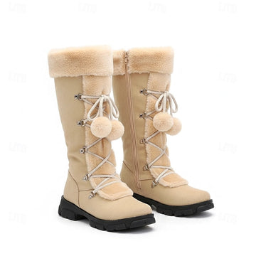 Fur Cuff Lace Boots
