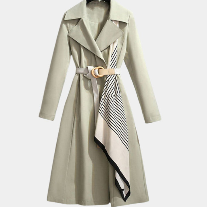 Belted Midi Trench Coat in Green | Valenira