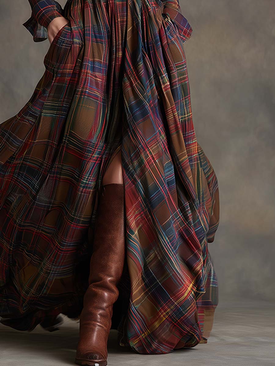Belted Plaid Shirt Dress | Valenira