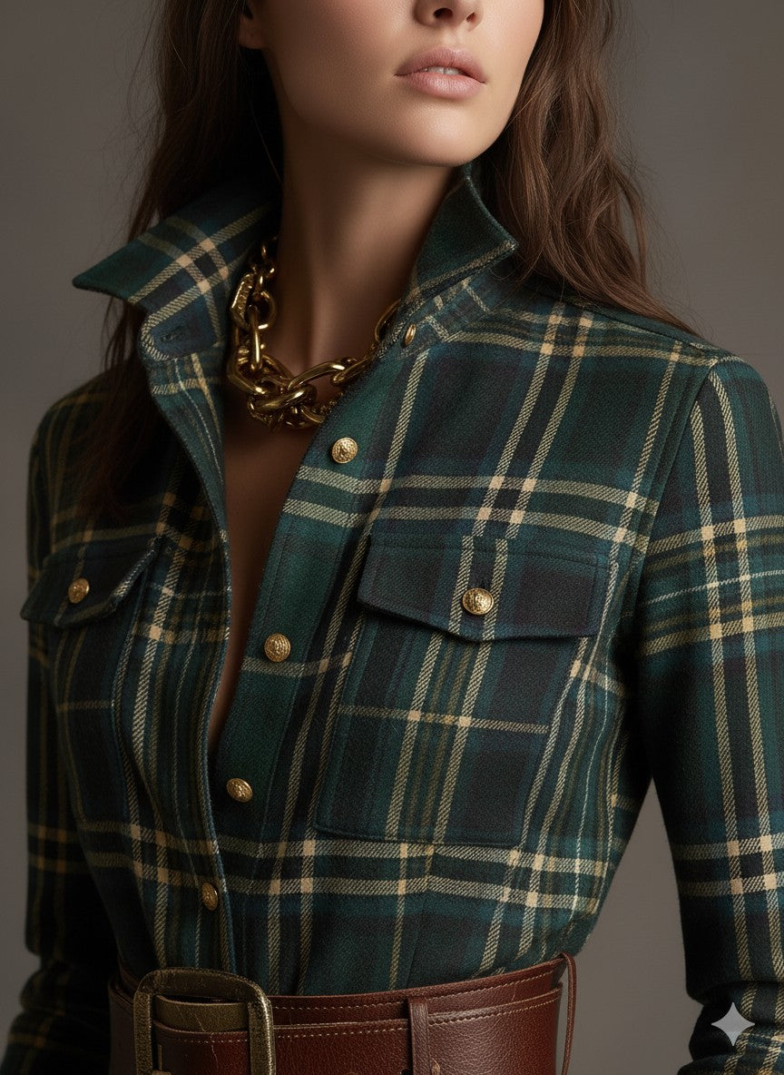 Belted Plaid Shirt Dress | Valenira