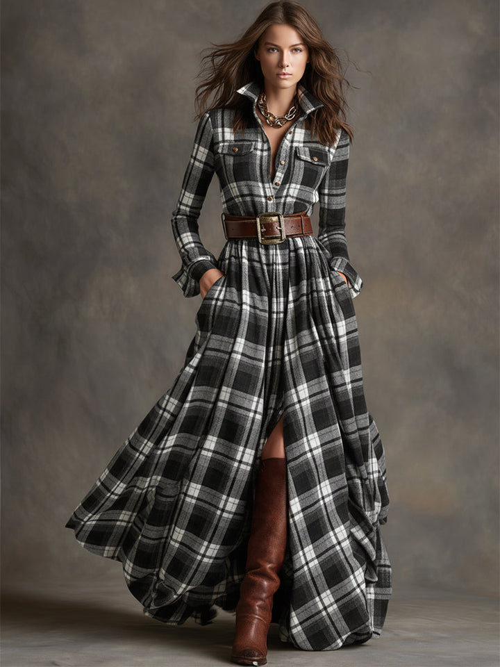 Belted Plaid Shirt Dress | Valenira