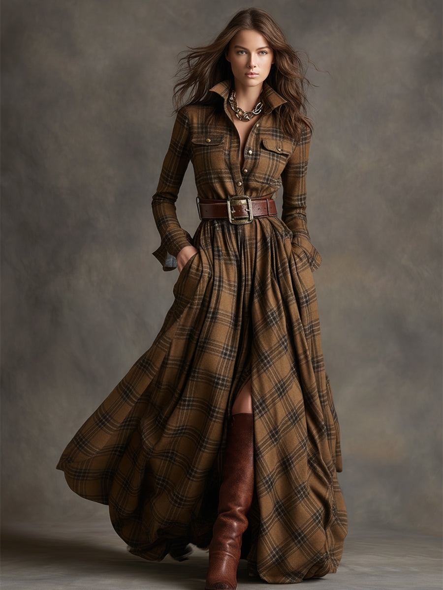 Belted Plaid Shirt Dress | Valenira