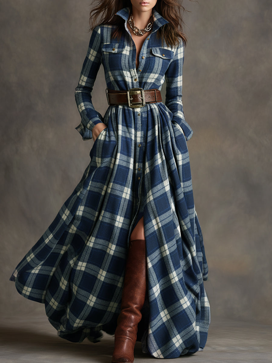 Belted Plaid Shirt Dress | Valenira