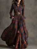 Belted Plaid Shirt Dress in Burgundy | Valenira