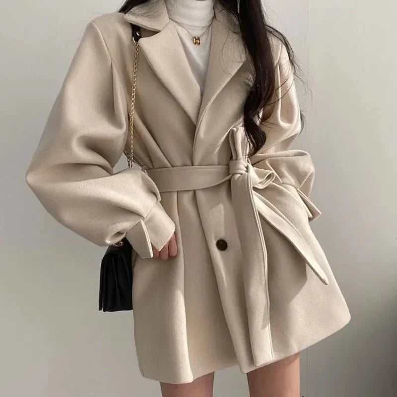 Belted Short A-Line Coat | Valenira