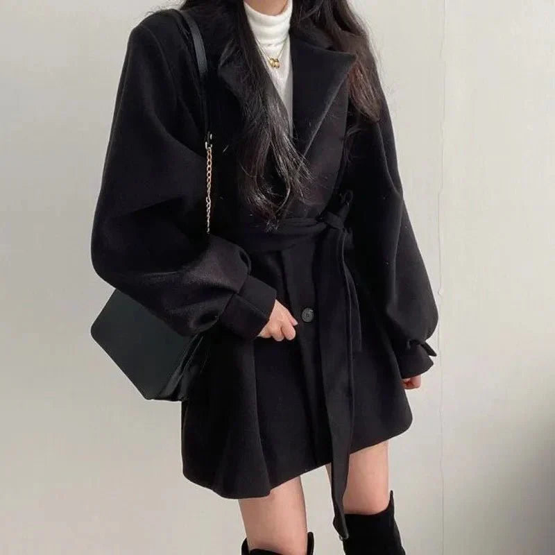 Belted Short A-Line Coat | Valenira