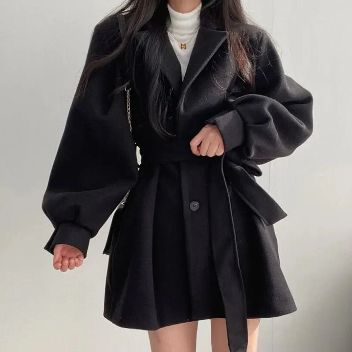 Belted Short A-Line Coat | Valenira