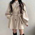 Belted Short A-Line Coat in White | Valenira