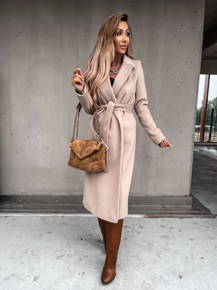 Belted Shawl Collar Coat | Valenira