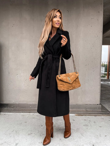 Belted Shawl Collar Coat