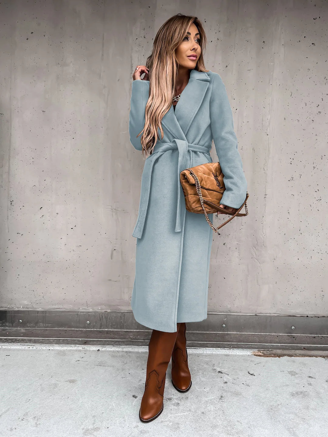 Belted Shawl Collar Coat | Valenira