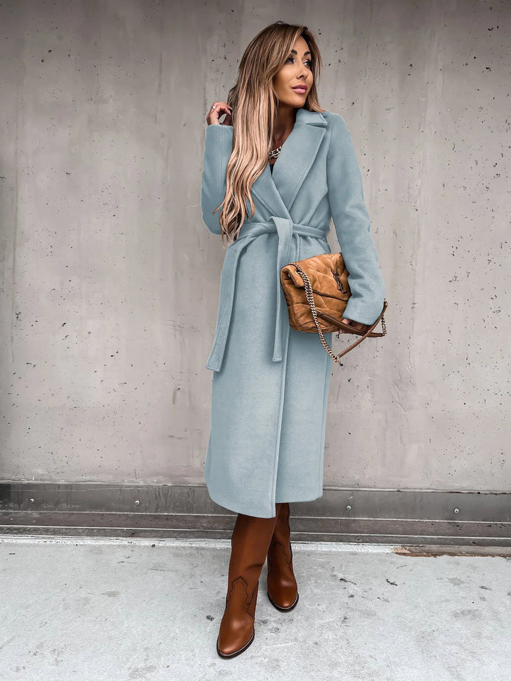 Belted Shawl Collar Coat | Valenira