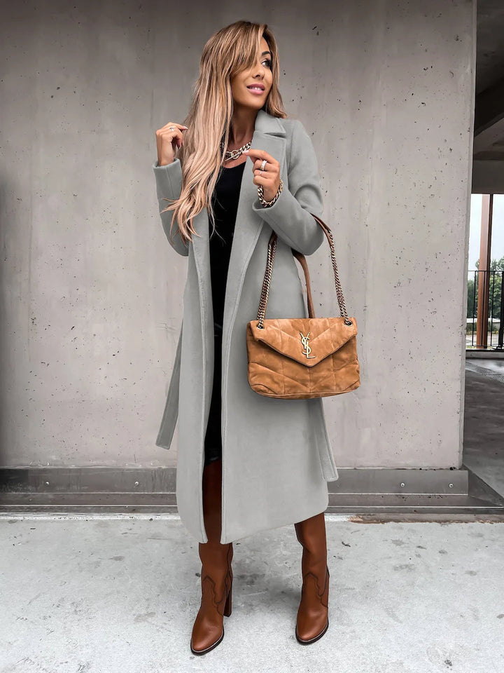 Belted Shawl Collar Coat | Valenira