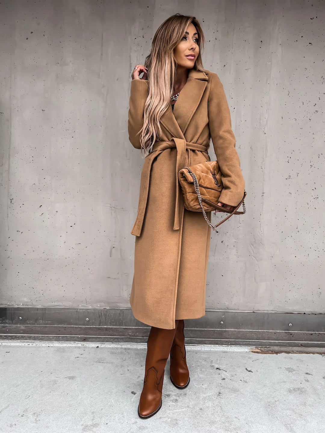Belted Shawl Collar Coat | Valenira