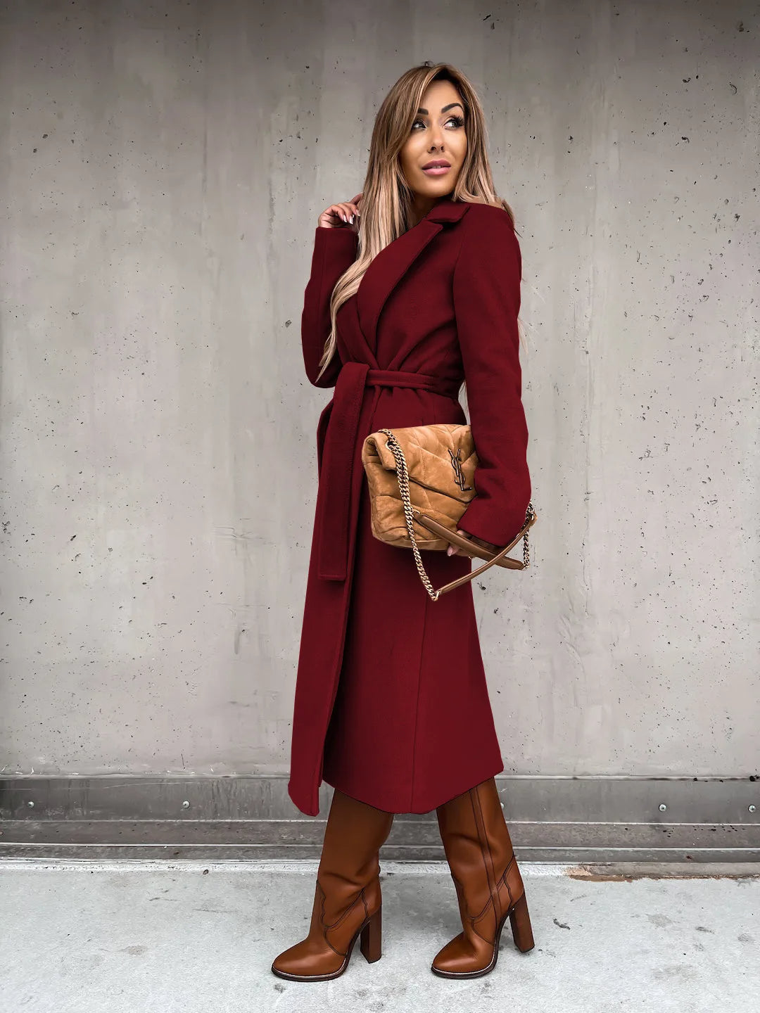 Belted Shawl Collar Coat | Valenira