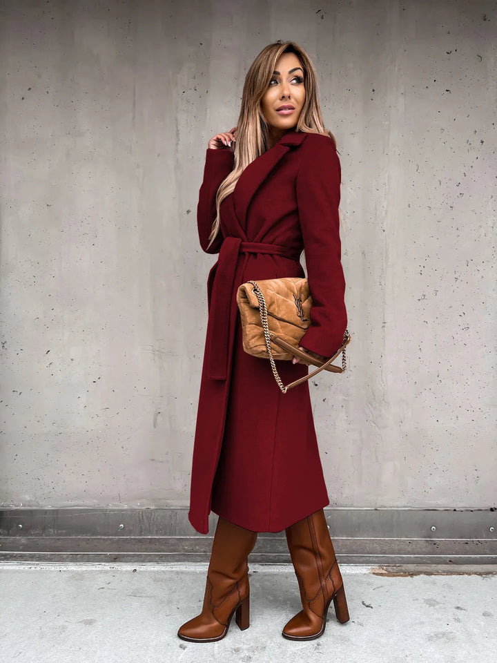 Belted Shawl Collar Coat | Valenira