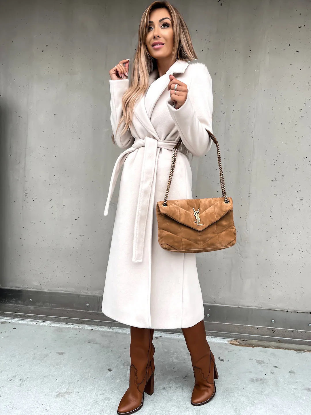 Belted Shawl Collar Coat | Valenira
