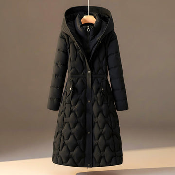 Honeycomb Quilted Hooded Coat