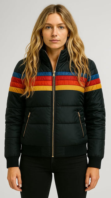 Retro Stripe Hooded Rain Jacket