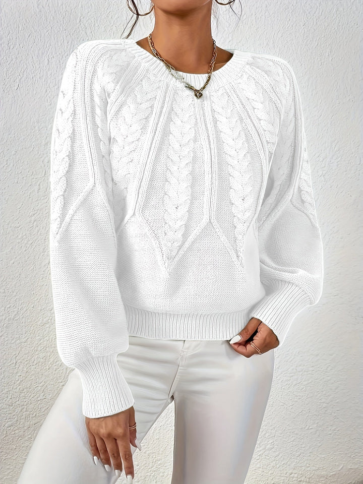 Braided Cable Knit Sweater in Pink | Valenira