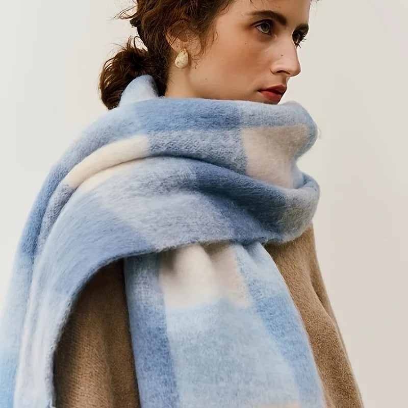 Brushed Check Scarf in Purple | Valenira