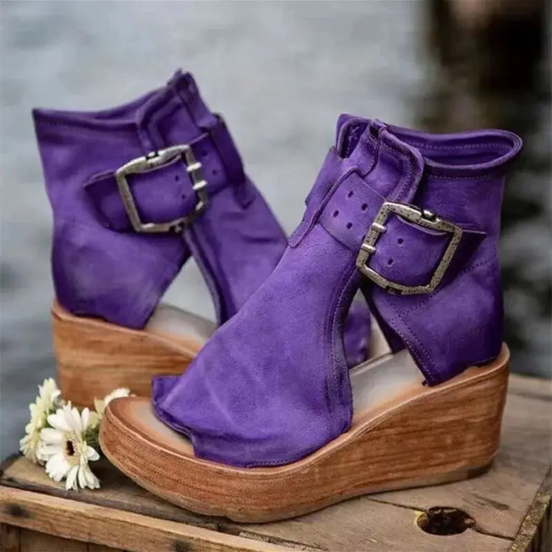 Buckle Wedge Sandals with buckle, cushioned, view 2 | Valenira
