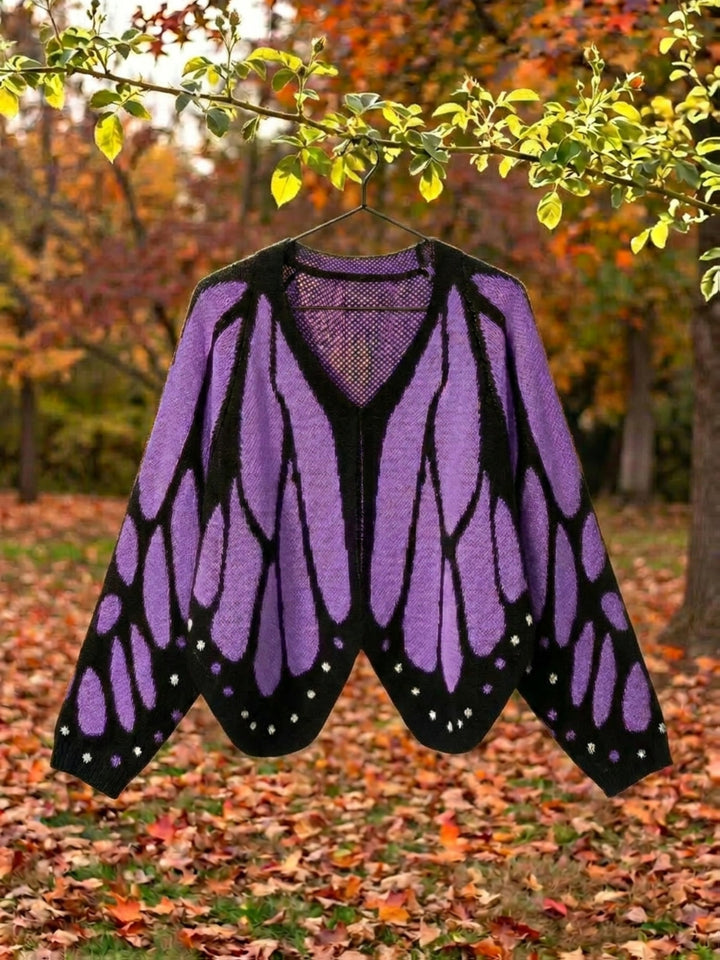 Butterfly Cape Cardigan in Dark Violet | Valenira