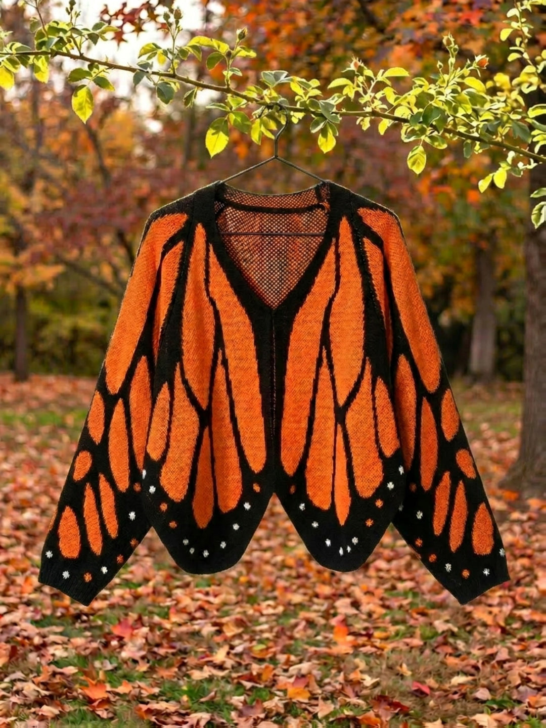 Butterfly Cape Cardigan in Orange | Valenira