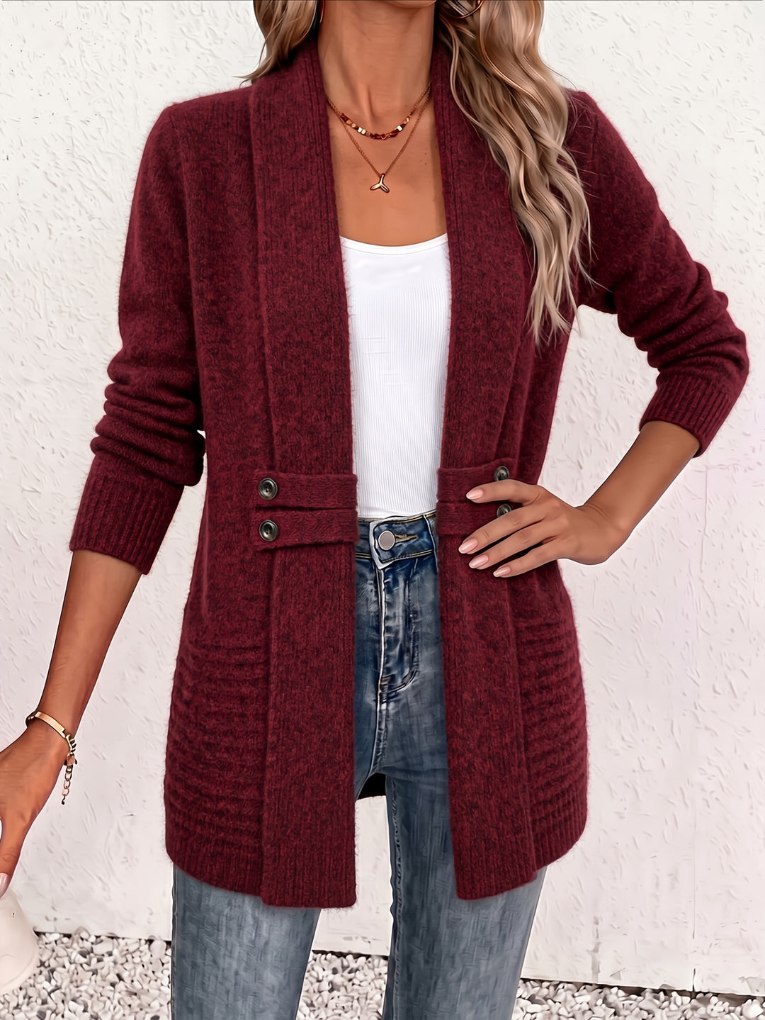 Button Tab Knit Cardigan | Valenira