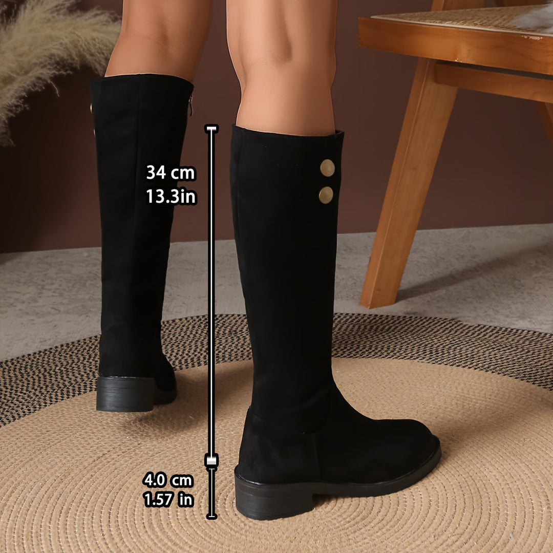Button Trim Knee Boots | Valenira