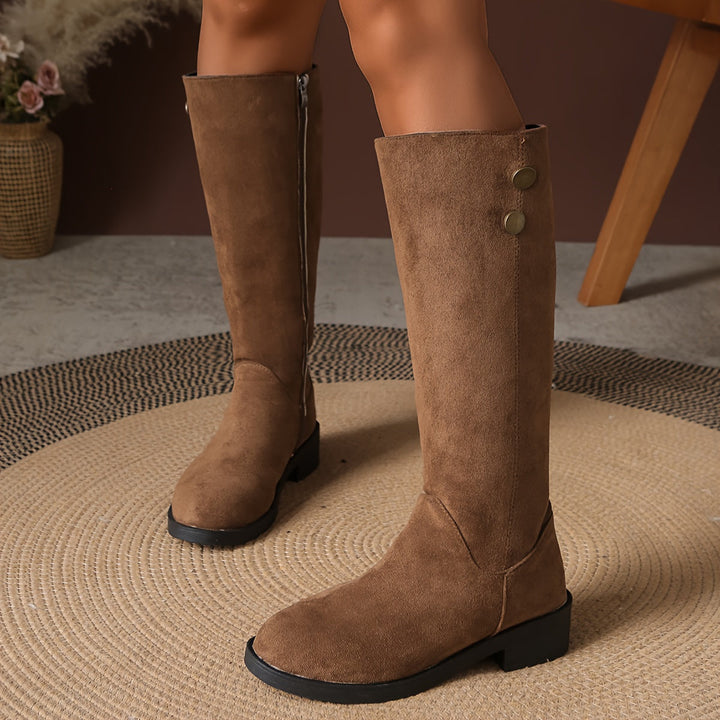 Button Trim Knee Boots | Valenira