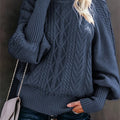 Cable Texture Knit Sweater in Green | Valenira
