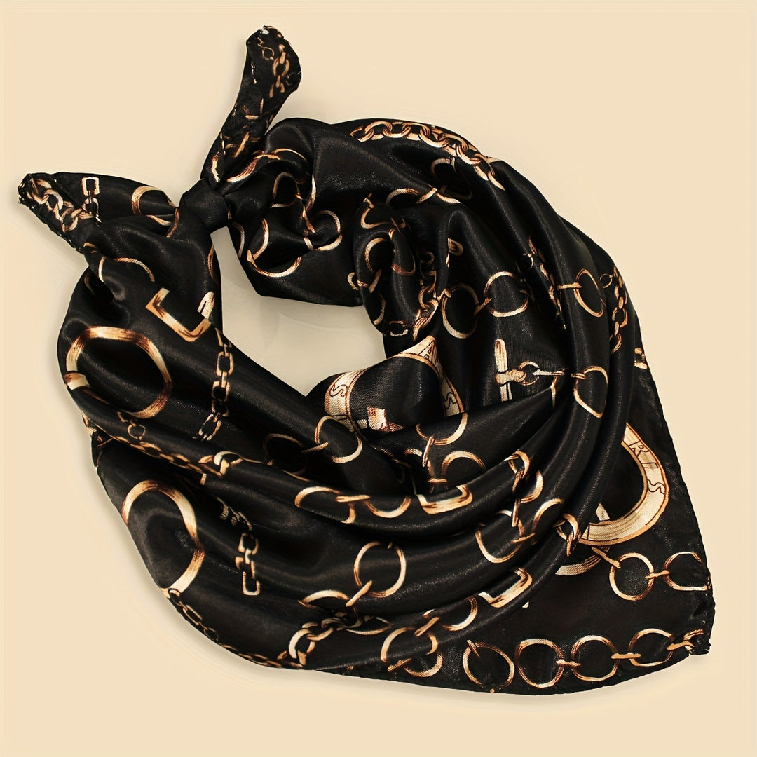 Chain Print Satin Scarf | Valenira