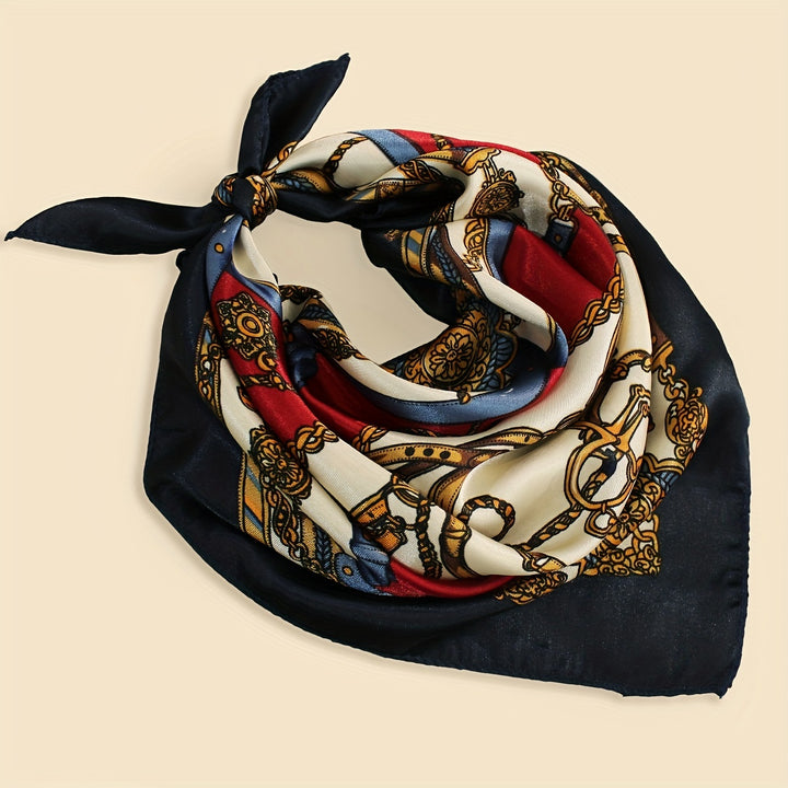 Chain Print Satin Scarf in Light Red | Valenira