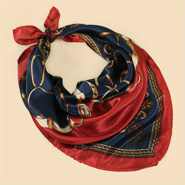 Chain Print Satin Scarf in Red | Valenira