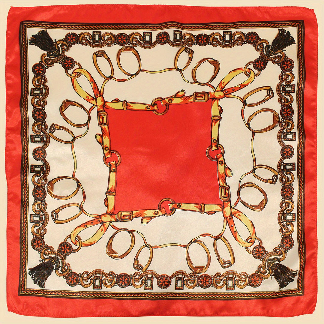 Chain Print Satin Scarf | Valenira