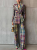 Checked Two Piece Suit in Multicolor | Valenira