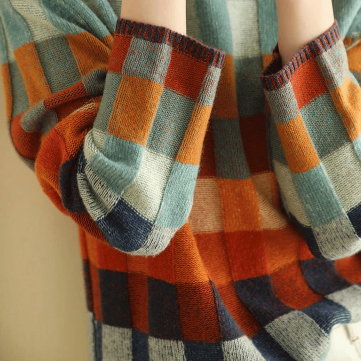 Checkerboard Knit Turtleneck | Valenira