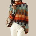 Checkerboard Knit Turtleneck in Multicolor | Valenira