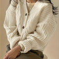 Chunky Cable Knit Cardigan in Cream | Valenira