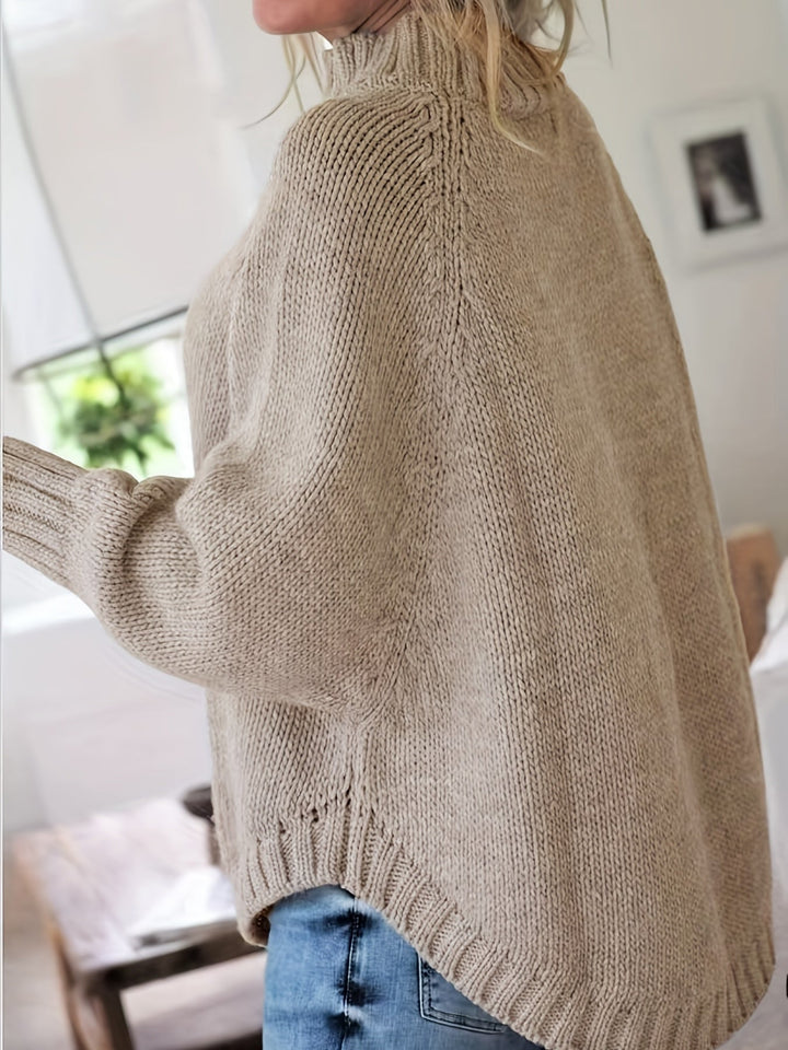 Chunky Cable Mock Neck Sweater | Valenira