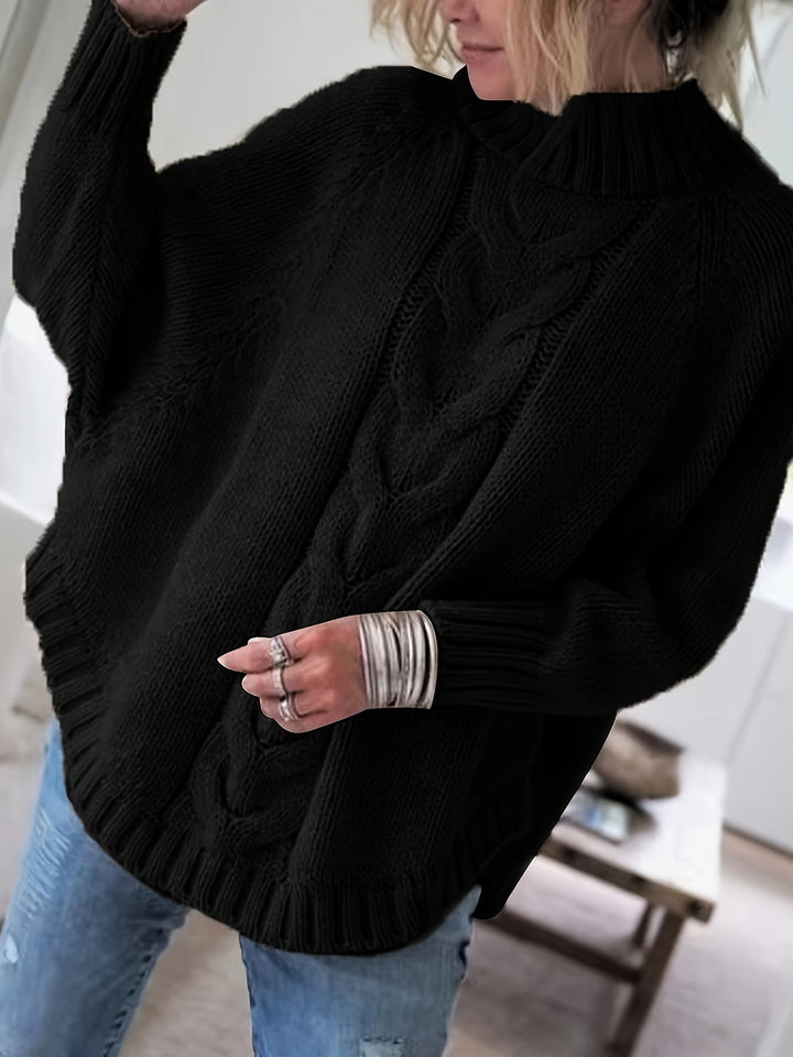 Chunky Cable Mock Neck Sweater | Valenira