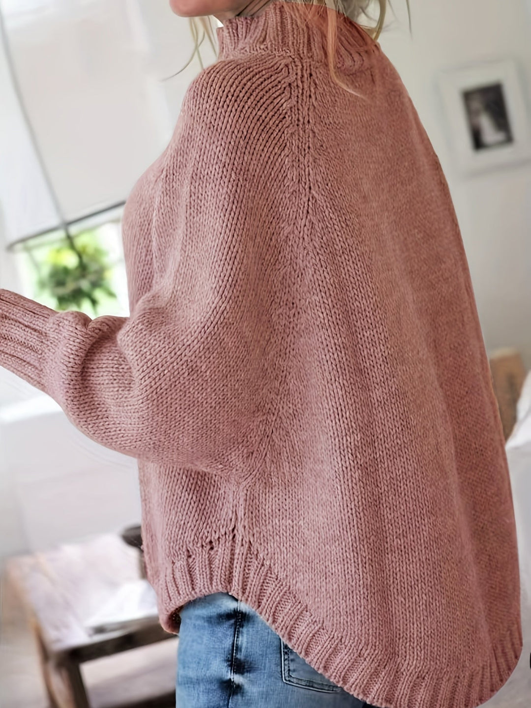 Chunky Cable Mock Neck Sweater | Valenira