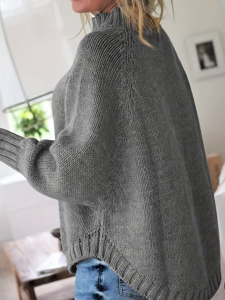 Chunky Cable Mock Neck Sweater | Valenira