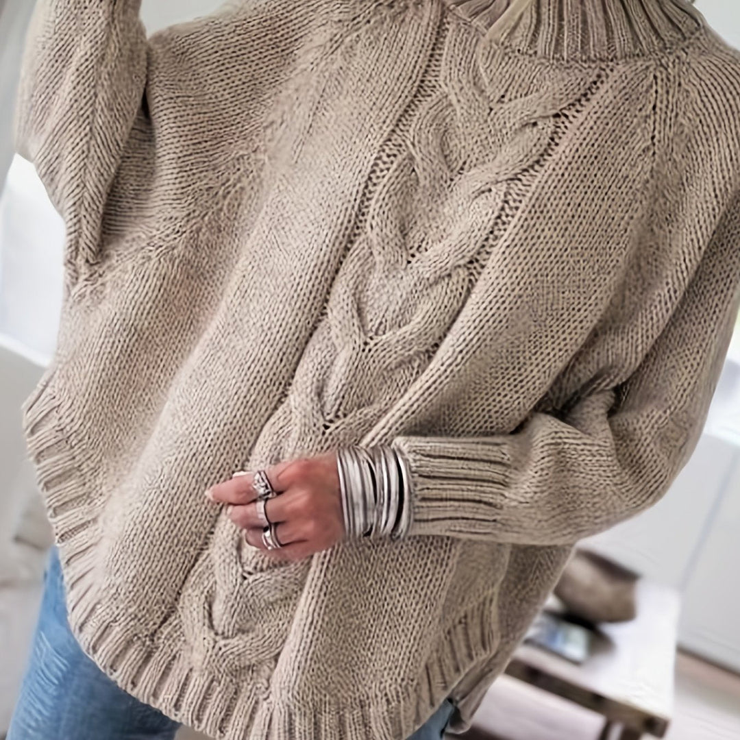 Chunky Cable Mock Neck Sweater | Valenira