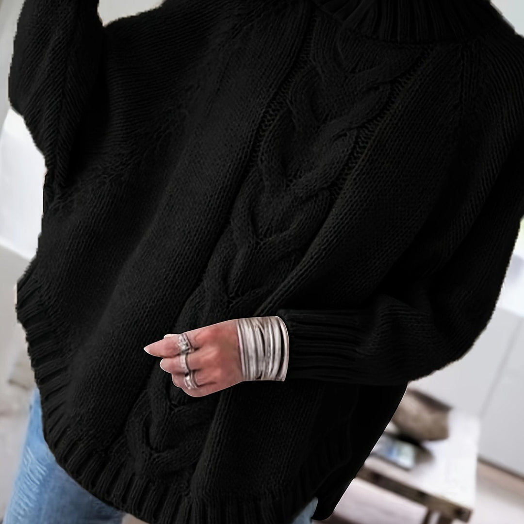 Chunky Cable Mock Neck Sweater | Valenira