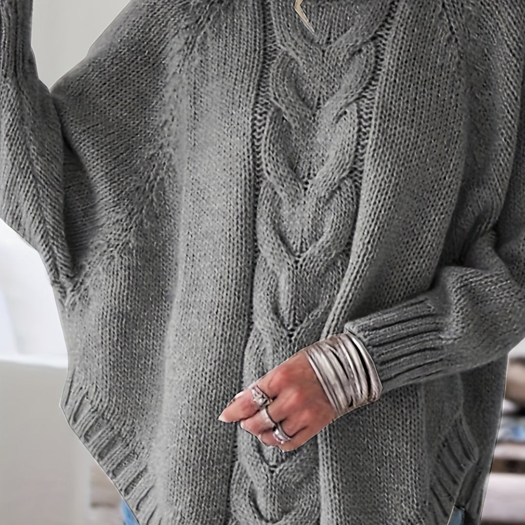 Chunky Cable Mock Neck Sweater | Valenira
