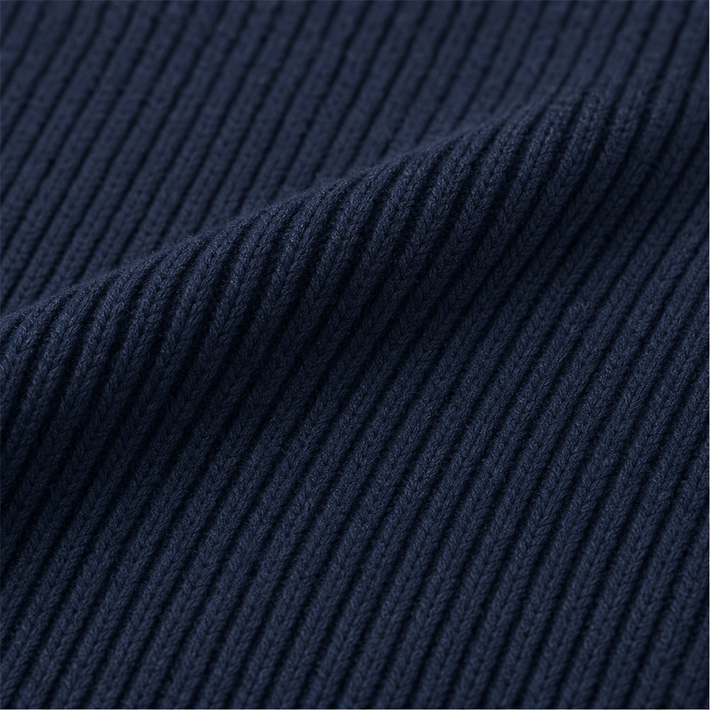 Denim Lapel Ribbed Knit Longline Jacket